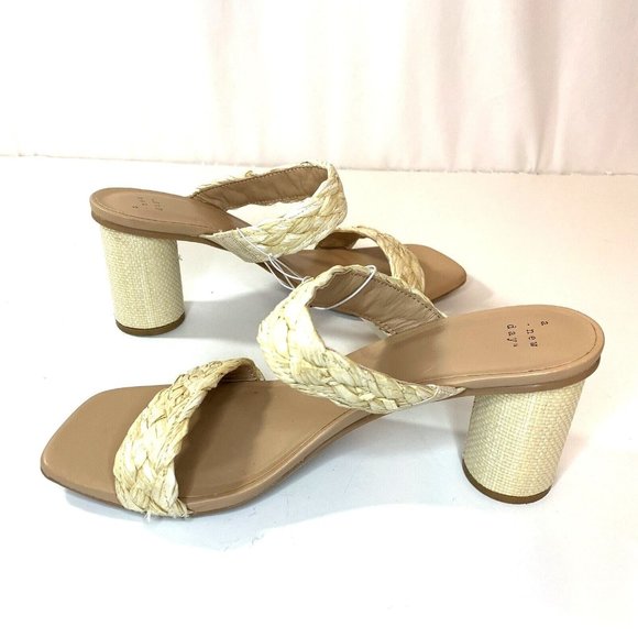 A New Day Womens Basil Heels Sandals Tan Brown Braided Straps - Picture 7 of 10